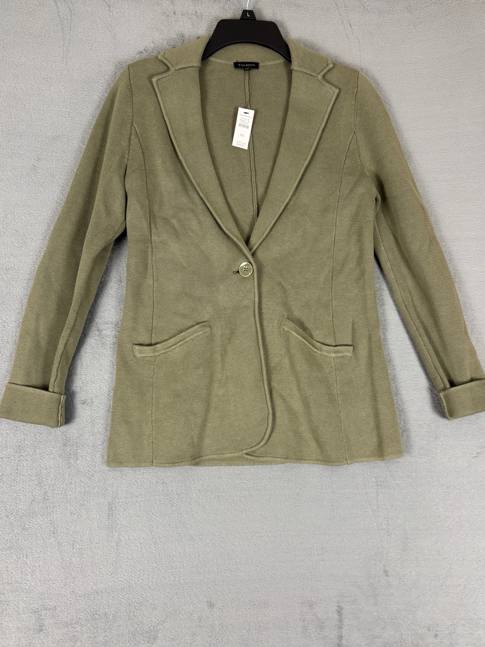 Talbots Olive Green One-Button Blazer Jacket